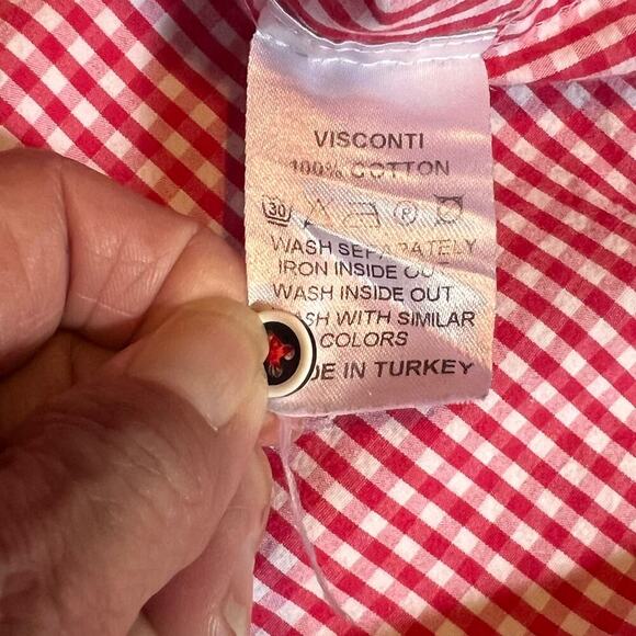 Visconti Men's Red/White Plaid Long Sleeve Button Down Shirt. Size Large - Picture 5 of 8